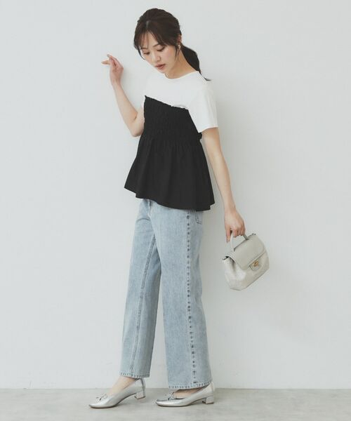 index / インデックス カットソー | シャーリングドッキングペプラムトップス【洗濯機洗い可】 | 詳細9