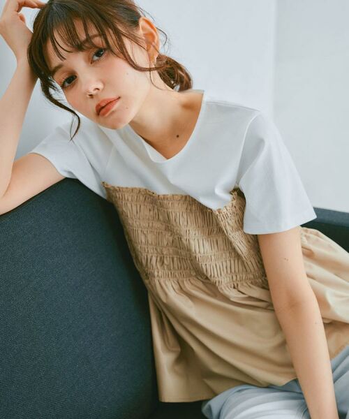 index/インデックス シャーリングドッキングペプラムトップス【洗濯機洗い可】 キャメルブラウン(541) 40(L) index/インデックス シャーリングドッキングペプラムトップス【洗濯機洗い可】 キャメルブラウン(541) 40(L)