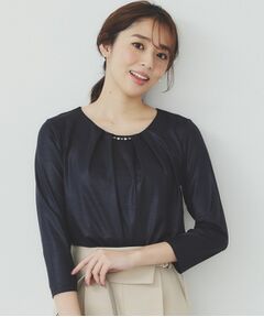 index / インデックス シャツ・ブラウス | パール調チェーン付きフロントタックトップス【洗濯機洗い可】