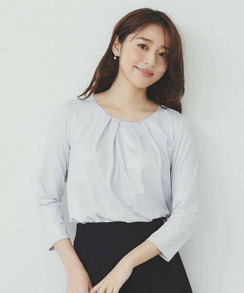 index / インデックス シャツ・ブラウス | パール調チェーン付きフロントタックトップス【洗濯機洗い可】 | 詳細5