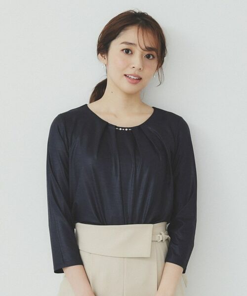 index / インデックス シャツ・ブラウス | パール調チェーン付きフロントタックトップス【洗濯機洗い可】 | 詳細9