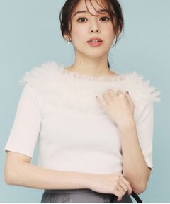 index / インデックス カットソー | 《美人百花掲載》チュールフリルリブトップス【洗濯機洗い可】