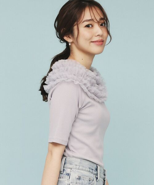 index / インデックス カットソー | 《美人百花掲載》チュールフリルリブトップス【洗濯機洗い可】 | 詳細11