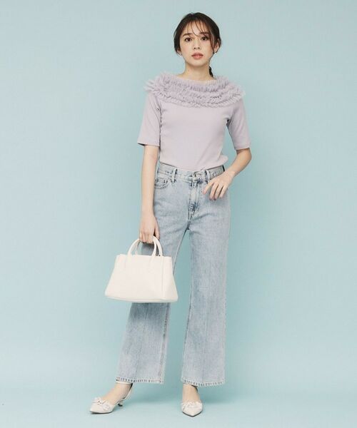 index / インデックス カットソー | 《美人百花掲載》チュールフリルリブトップス【洗濯機洗い可】 | 詳細12