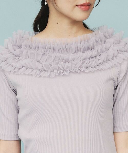 index / インデックス カットソー | 《美人百花掲載》チュールフリルリブトップス【洗濯機洗い可】 | 詳細18