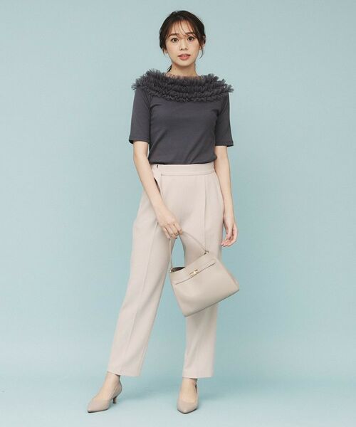 index / インデックス カットソー | 《美人百花掲載》チュールフリルリブトップス【洗濯機洗い可】 | 詳細8