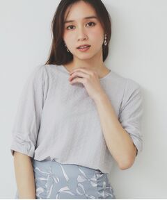 index / インデックス カットソー | シボジャカードタックギャザートップス【洗濯機洗い可】