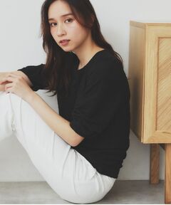 index / インデックス カットソー | シボジャカードタックギャザートップス【洗濯機洗い可】