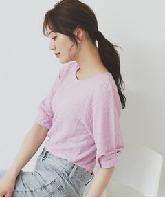 index / インデックス カットソー | シボジャカードタックギャザートップス【洗濯機洗い可】