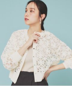 index / インデックス カーディガン・ボレロ | 《STORY掲載》3Dフラワーショートカーディガン【洗濯機洗い可】