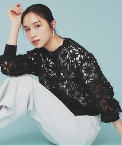 index / インデックス カーディガン・ボレロ | 《STORY掲載》3Dフラワーショートカーディガン【洗濯機洗い可】