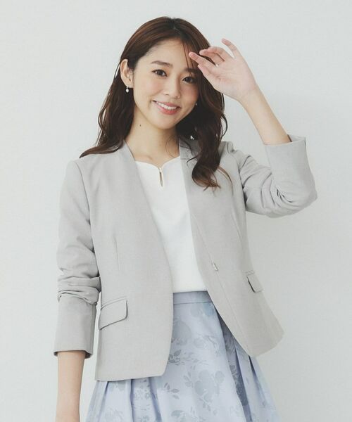 index / インデックス ノーカラージャケット | ストレッチノーカラージャケット/セットアップ対応可【洗える/イージーアイロン/抗ピル】 | 詳細1