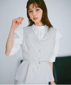 index / インデックス ベスト | 麻混ラメツイードペプラムジレ/セットアップ対応【洗濯機洗い可】