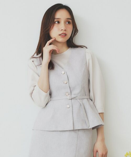 index / インデックス ベスト | 麻混ラメツイードペプラムジレ/セットアップ対応【洗濯機洗い可】 | 詳細10