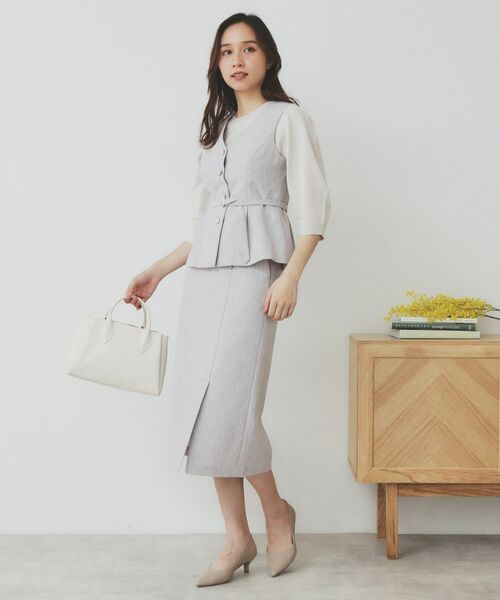 index / インデックス ベスト | 麻混ラメツイードペプラムジレ/セットアップ対応【洗濯機洗い可】 | 詳細11