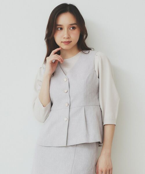 index / インデックス ベスト | 麻混ラメツイードペプラムジレ/セットアップ対応【洗濯機洗い可】 | 詳細12