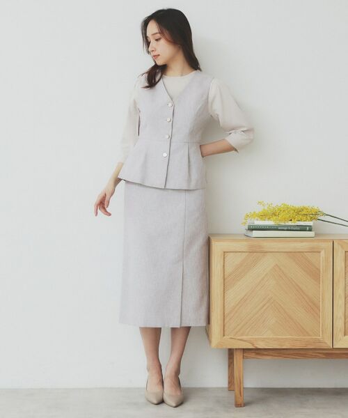 index / インデックス ベスト | 麻混ラメツイードペプラムジレ/セットアップ対応【洗濯機洗い可】 | 詳細13