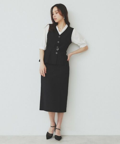 index / インデックス ベスト | 麻混ラメツイードペプラムジレ/セットアップ対応【洗濯機洗い可】 | 詳細3