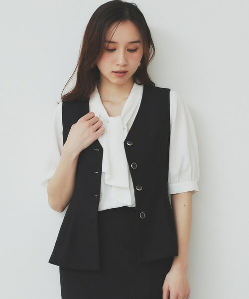 index / インデックス ベスト | 麻混ラメツイードペプラムジレ/セットアップ対応【洗濯機洗い可】 | 詳細4