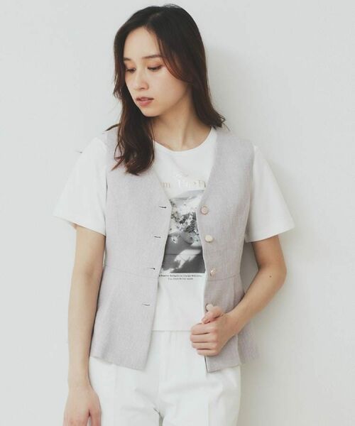 index / インデックス ベスト | 麻混ラメツイードペプラムジレ/セットアップ対応【洗濯機洗い可】 | 詳細9