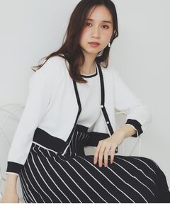 index / インデックス セットアップ | 《ツインセット》カーディガン×バイカラーニットワンピース【洗濯機洗い可/抗ピル】