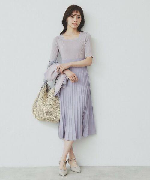 index / インデックス セットアップ | 《ツインセット》カーディガン×バイカラーニットワンピース【洗濯機洗い可/抗ピル】 | 詳細11