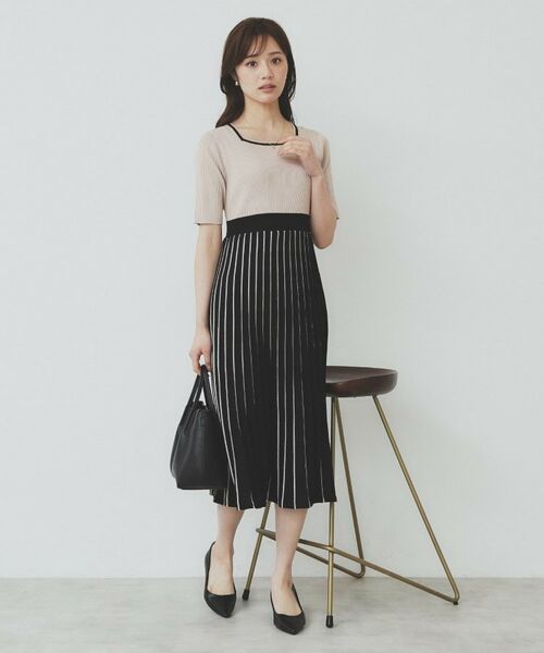 index / インデックス セットアップ | 《ツインセット》カーディガン×バイカラーニットワンピース【洗濯機洗い可/抗ピル】 | 詳細15