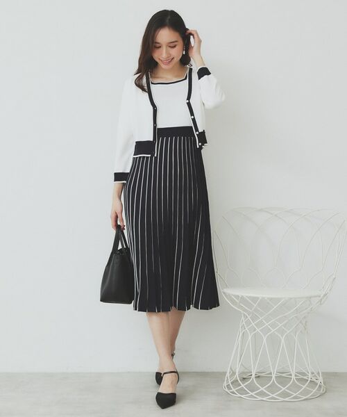 index / インデックス セットアップ | 《ツインセット》カーディガン×バイカラーニットワンピース【洗濯機洗い可/抗ピル】 | 詳細2