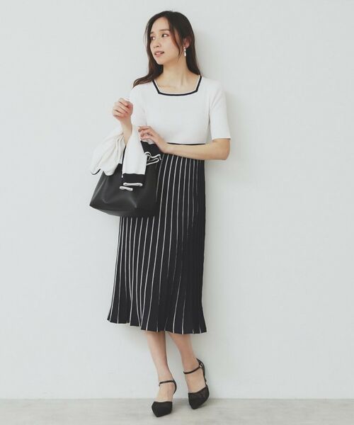 index / インデックス セットアップ | 《ツインセット》カーディガン×バイカラーニットワンピース【洗濯機洗い可/抗ピル】 | 詳細3