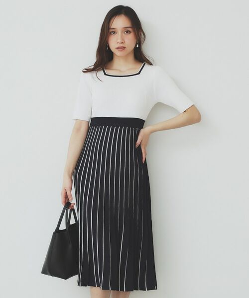 index / インデックス セットアップ | 《ツインセット》カーディガン×バイカラーニットワンピース【洗濯機洗い可/抗ピル】 | 詳細4