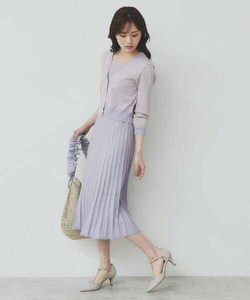 index / インデックス セットアップ | 《ツインセット》カーディガン×バイカラーニットワンピース【洗濯機洗い可/抗ピル】 | 詳細9