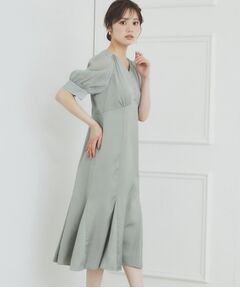 index / インデックス ミニ丈・ひざ丈ワンピース | マーメイドサテンワンピース【洗濯機洗い可/イージーアイロン】