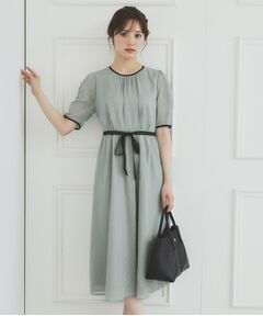 index / インデックス ミニ丈・ひざ丈ワンピース | フィット＆フレアバイカラーワンピース【洗濯機洗い可/イージーアイロン】