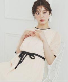 index / インデックス ミニ丈・ひざ丈ワンピース | フィット＆フレアバイカラーワンピース【洗濯機洗い可/イージーアイロン】