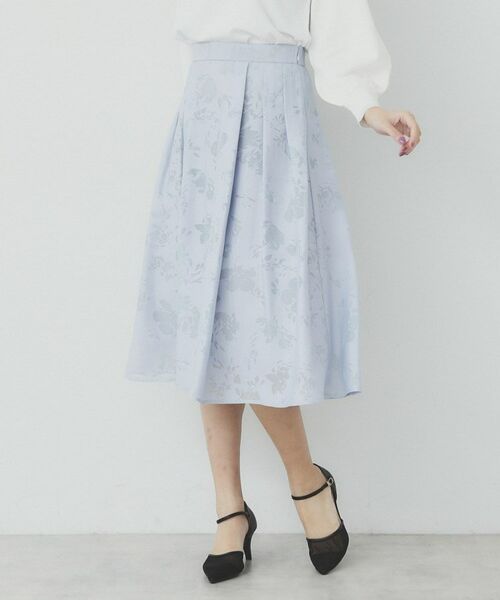 index / インデックス スカート | フラワータックフレアスカート【洗濯機洗い可】(ブルー(091))