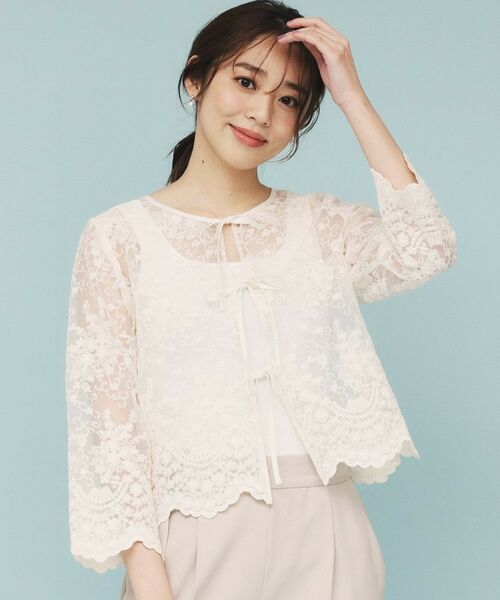 index / インデックス シャツ・ブラウス | 刺繍リボンシアーブラウス【洗濯機洗い可】 | 詳細1