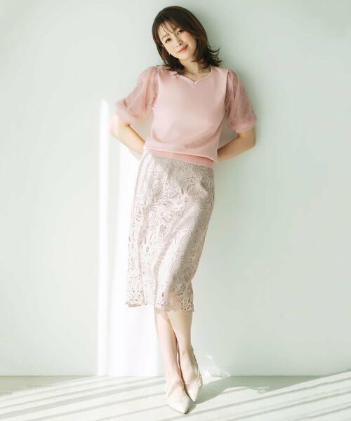 index / インデックス ニット・セーター | チュールレーススリーブニット【洗濯機洗い可】 | 詳細1