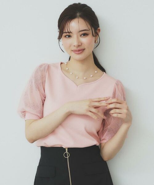 index / インデックス ニット・セーター | チュールレーススリーブニット【洗濯機洗い可】 | 詳細10