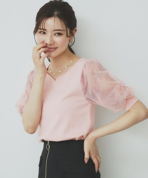 index / インデックス ニット・セーター | チュールレーススリーブニット【洗濯機洗い可】 | 詳細11