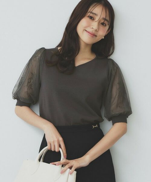 index / インデックス ニット・セーター | チュールレーススリーブニット【洗濯機洗い可】 | 詳細2