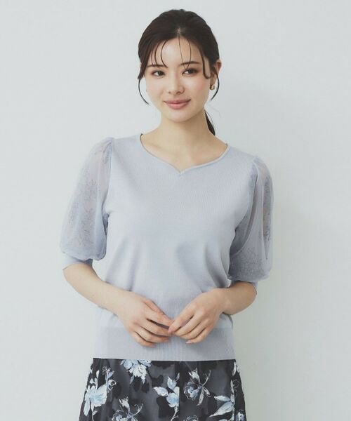 index / インデックス ニット・セーター | チュールレーススリーブニット【洗濯機洗い可】 | 詳細23