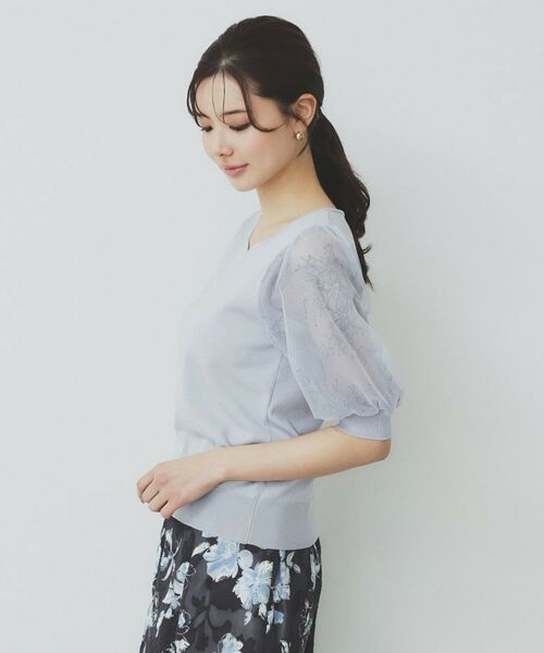 index / インデックス ニット・セーター | チュールレーススリーブニット【洗濯機洗い可】 | 詳細24