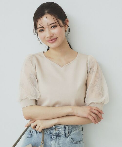 index / インデックス ニット・セーター | チュールレーススリーブニット【洗濯機洗い可】 | 詳細6