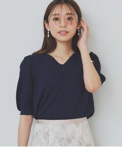 index / インデックス ニット・セーター | 《5色展開》柄編みスリーブVネックニット【洗濯機洗い可】