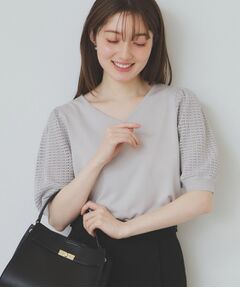 index / インデックス ニット・セーター | 《5色展開》柄編みスリーブVネックニット【洗濯機洗い可】