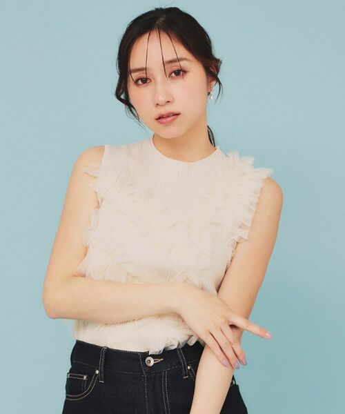 index / インデックス ニット・セーター | ランダムチュールフリルノースリブニット【洗濯機洗い可】 | 詳細3