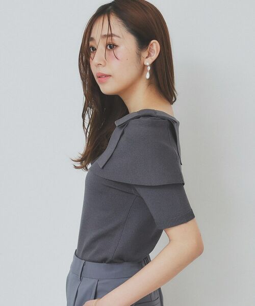 index / インデックス ニット・セーター | アシメリボンオフショルニット【洗濯機洗い可】 | 詳細1