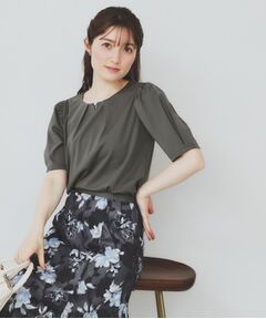 index / インデックス カットソー | フロントパール調タックパフトップス【UV/接触冷感/洗濯機洗い可】