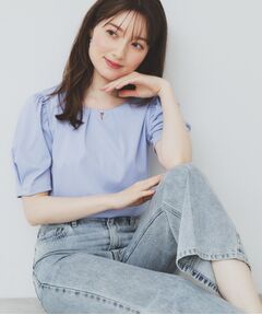 index / インデックス カットソー | フロントパール調タックパフトップス【UV/接触冷感/洗濯機洗い可】
