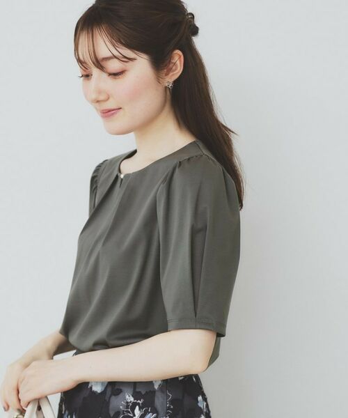 index / インデックス カットソー | フロントパール調タックパフトップス【UV/接触冷感/洗濯機洗い可】 | 詳細1